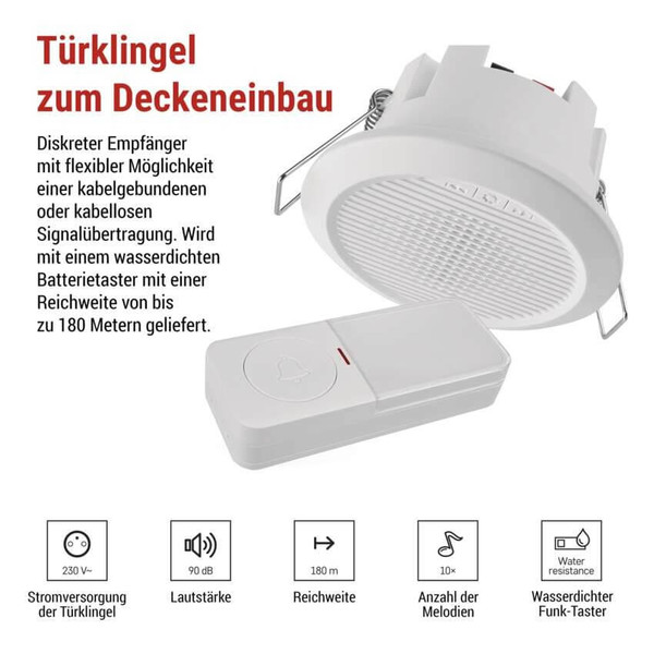 Emos Funkklingel kabellos und verkabelt 180m bis 8 Tasten P57103
