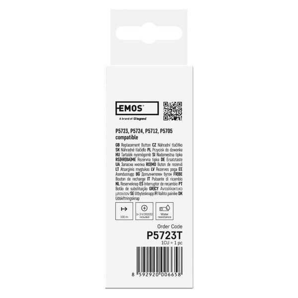 Emos Klingeltaster kompatibel mit P5736 P5737 IP44 100m P5723T