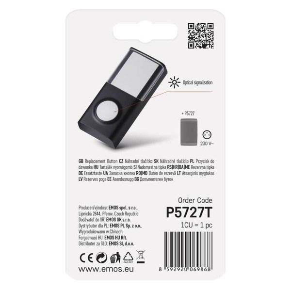 Emos Klingeltaster kompatibel mit P5727 IP44 150m P5727T