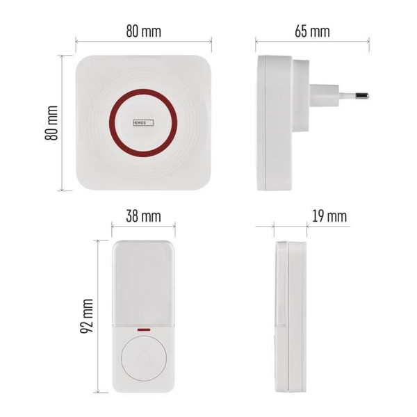 Emos Funkklingel GoSmart WiFi Weiß/Silber 150m bis 8 Tasten P5735WS