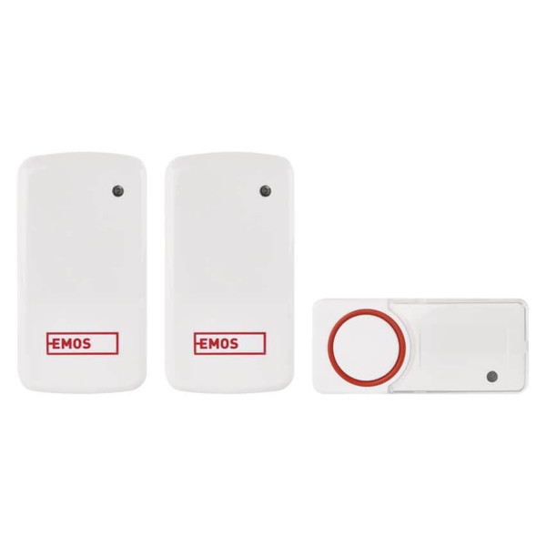 Emos Funkklingel batterielose Taste 150m 2 Empfänger P5750.2R