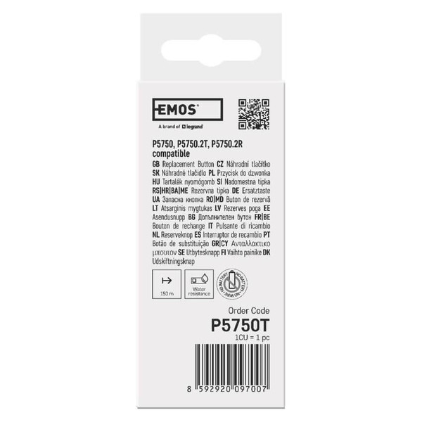 Emos Klingeltaster batterielos kompatibel mit P5750 IP55 150m P5750T