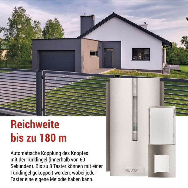 Emos Funkklingel netzbetrieben Signalverstärker USB-C PD20W 180m P5760N