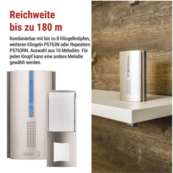 Emos Funkklingel Zusatzklingel für P5760N P5763N 3x AA P5763RN