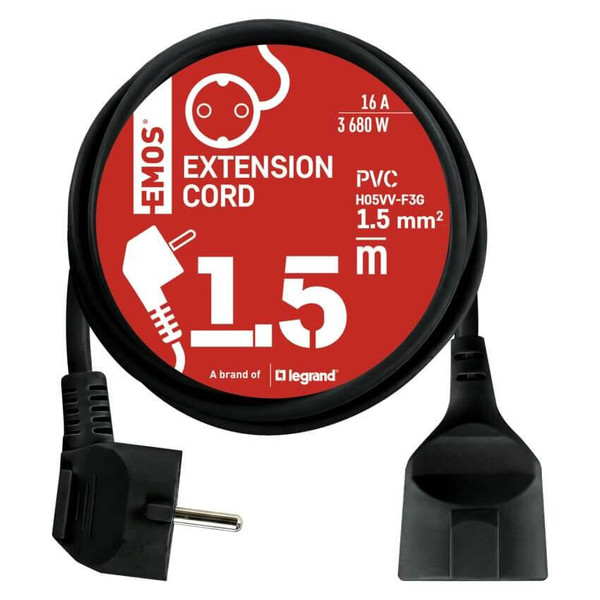 Emos Anschlussleitung 1,5m Schwarz PVC PC0121R