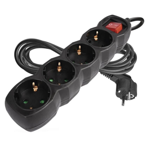 Emos Steckdosenleiste 4-fach mit Schalter 3m Schwarz PVC PC1423R
