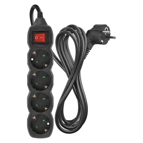 Emos Steckdosenleiste 4-fach mit Schalter 3m Schwarz PVC PC1423R