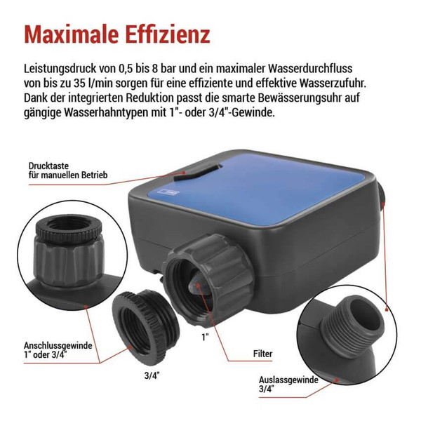 Emos Bewässerungscomputer GoSmart Bluetooth 5.0 1 Weg IP54 PW56201