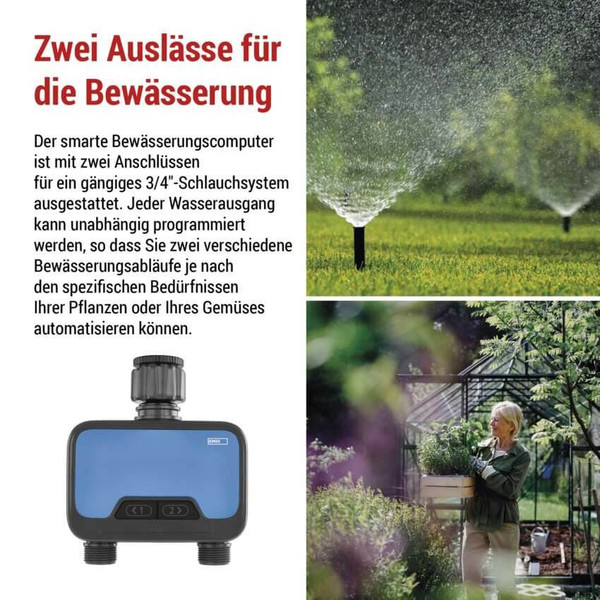 Emos Bewässerungscomputer GoSmart Bluetooth 5.0 2 Wege IP54 PW56202
