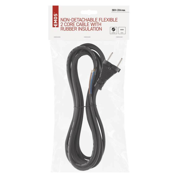Emos Anschlussleitung Gummi 2x1mm² 5m Schwarz S03050