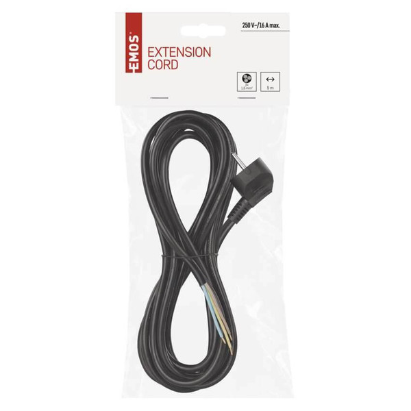 Emos Anschlussleitung PVC 3x1,5mm² 5m Schwarz S18325