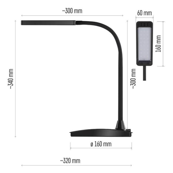 Emos LED Schreibtischleuchte 6W CCT warm-/neutral-/tageslichtweiss 3000K/4500K/6800K Schwarz 17x10,5cm Z7599B