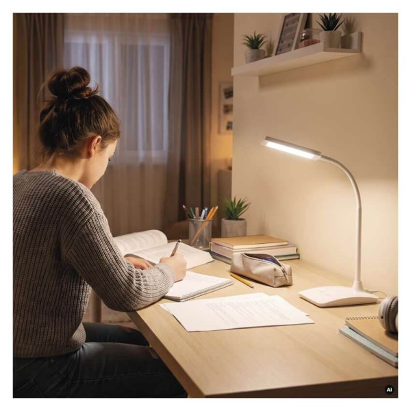 Emos LED Schreibtischleuchte 6W CCT warm-/neutral-/tageslichtweiss 3000K/4500K/6800K Weiß 17x10,5cm Z7599W