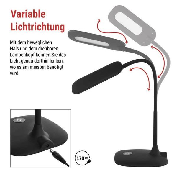 Emos LED Schreibtischleuchte 6,5W neutralweiss 4000K Schwarz 16x55cm Z7602B