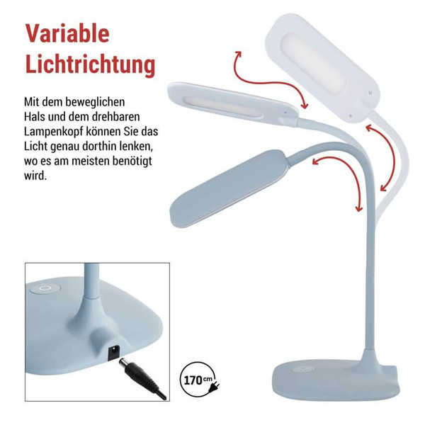 Emos LED Schreibtischleuchte 6,5W neutralweiss 4000K Blau 16x55cm Z7602BL