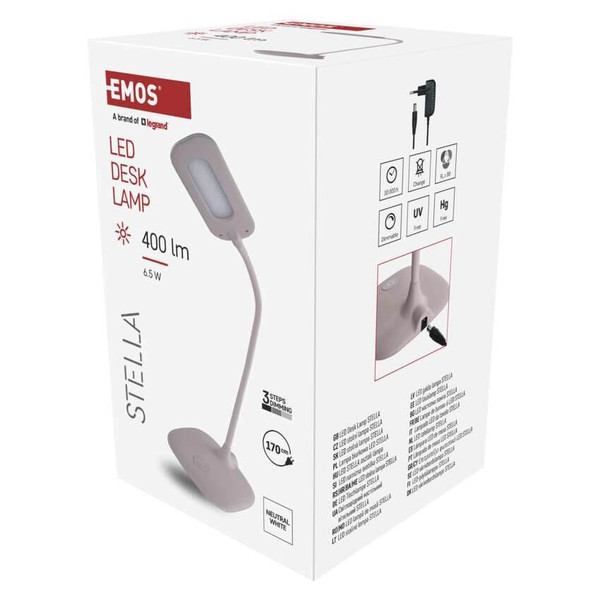 Emos LED Schreibtischleuchte 6,5W neutralweiss 4000K Rosa 16x55cm Z7602P