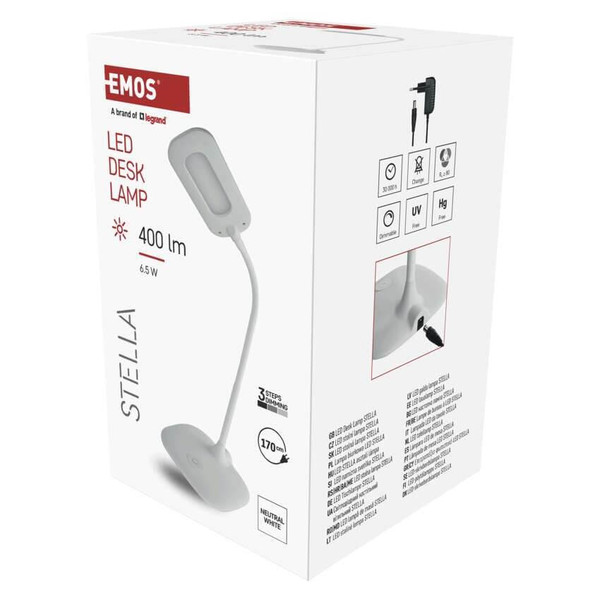 Emos LED Schreibtischleuchte 6,5W neutralweiss 4000K Weiß 16x55cm Z7602W
