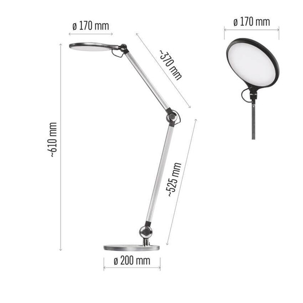 Emos LED Schreibtischleuchte 9,2W CCT warm-/neutral-/tageslichtweiss 3000K/4000K/6500K Dunkelgrau Aluminium 20x55cm Z7615