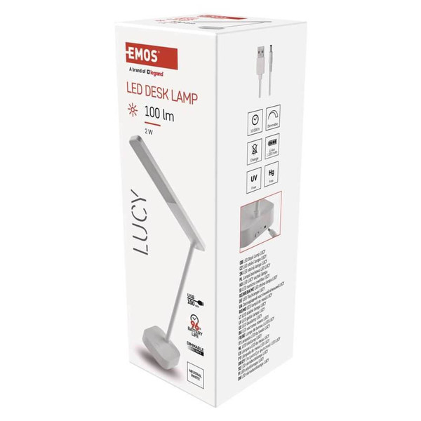 Emos LED Schreibtischleuchte 2W neutralweiss 5000K Akku Weiß Z7626
