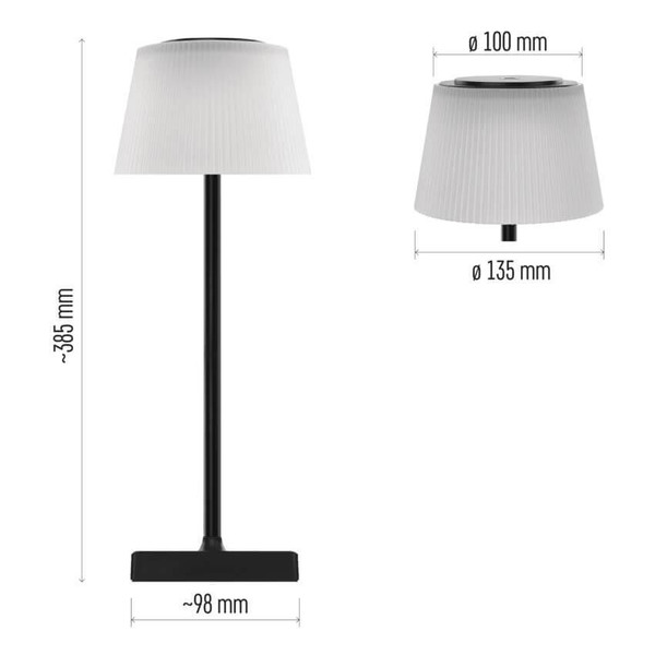 Emos LED Schreibtischleuchte 4W CCT warm-/neutralweiss 3000K/4000K/5000K Akku IP44 Schwarz 33x13cm Z7630B