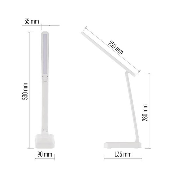 Emos LED Schreibtischleuchte 6W CCT warm-/tageslichtweiss 3000K/6500K Akku Weiß 25x24cm Z7631