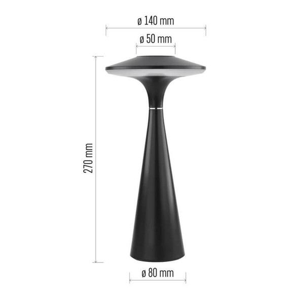 Emos LED Schreibtischleuchte 2,2W CCT warm-/neutralweiss 3000K/4000K/5000K Akku IP44 Schwarz 27x13cm Z7633
