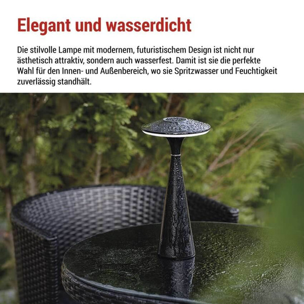 Emos LED Schreibtischleuchte 2,2W CCT warm-/neutralweiss 3000K/4000K/5000K Akku IP44 Schwarz 27x13cm Z7633
