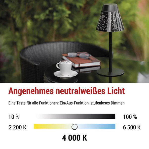 Emos LED Schreibtischleuchte 4,2W neutralweiss 4000K Akku IP44 Schwarz 35x13cm Z7634