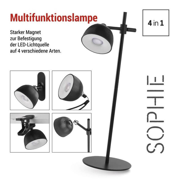 Emos LED Schreibtischleuchte 4,2W neutralweiss 4000K Akku Schwarz 40x11cm Z7635B