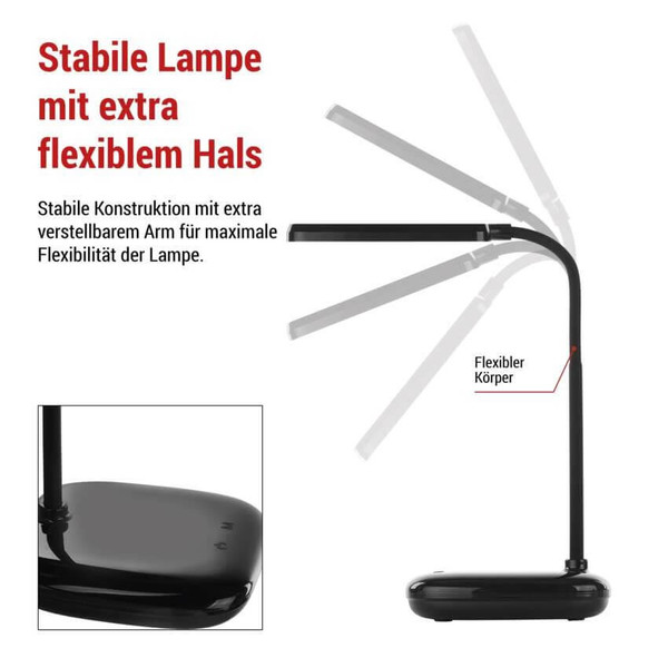 Emos LED Schreibtischleuchte 12W CCT warm-/neutral-/tageslichtweiss 3000K/4000K/6500K Schwarz 30cm Z7638B