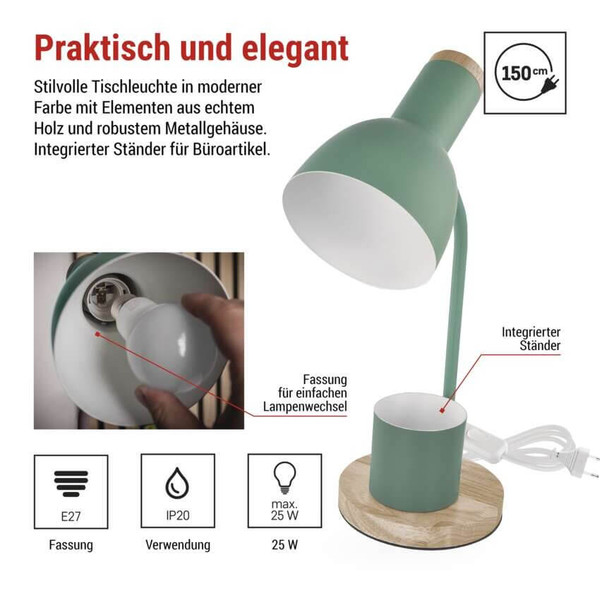 Emos LED Schreibtischleuchte 25W Grün 15x15cm Z7640GR