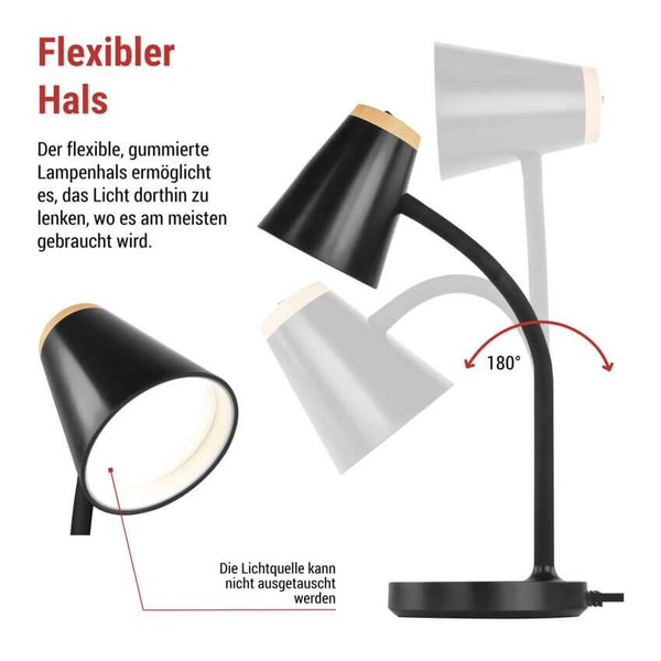 Emos LED Schreibtischleuchte 4,5W neutralweiss 4000K Schwarz 13x13cm Z7641B