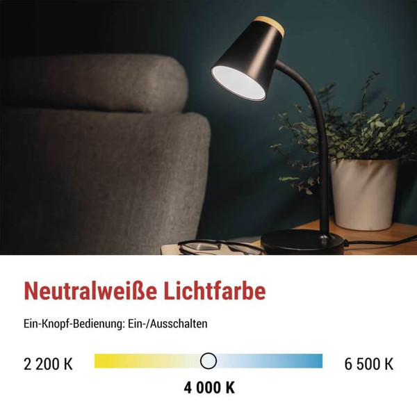Emos LED Schreibtischleuchte 4,5W neutralweiss 4000K Schwarz 13x13cm Z7641B
