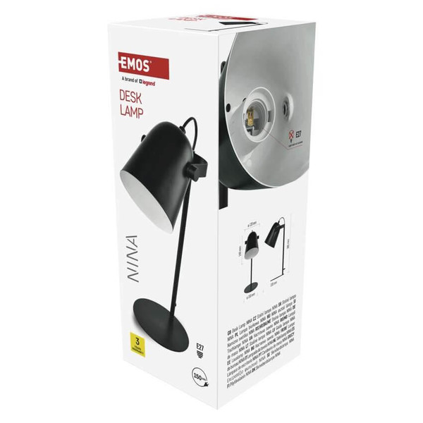 Emos LED Schreibtischleuchte 25W Schwarz 15x15cm Z7642B