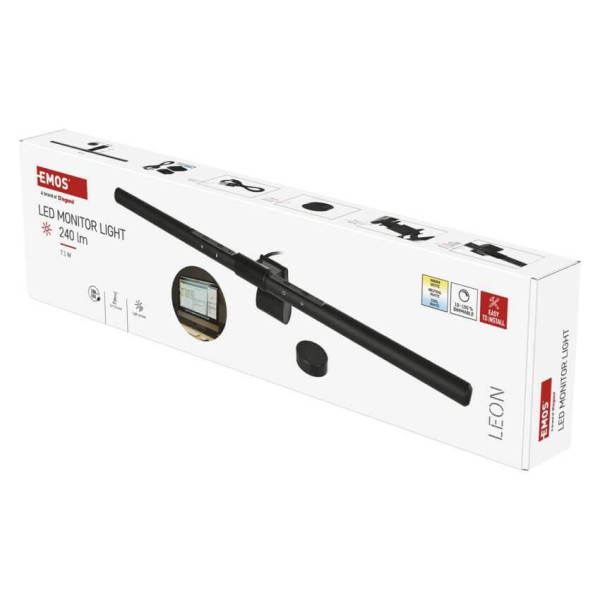 Emos LED Schreibtischleuchte 7,1W warmweiss dimmbar Schwarz Aluminium 51cm Z7645