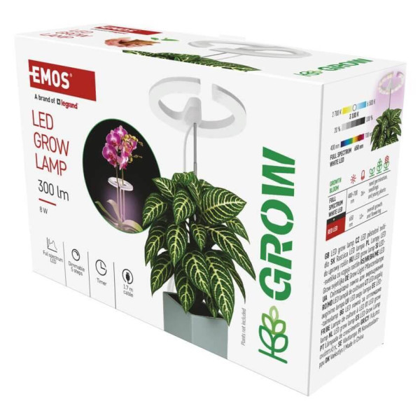 Emos LED Pflanzenleuchte 8W warmweiss 3100K dimmbar Weiß 12x12cm Z7902