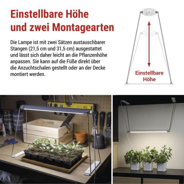 Emos LED Pflanzenleuchte 15W neutralweiss 3900K Weiß 54x18cm Z7903