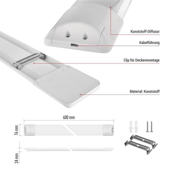 Emos LED Feuchtraumleuchte Mino 20W neutralweiss 4000K Weiß 60cm ZAB901