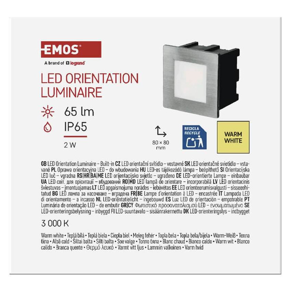 Emos LED Orientierungsleuchte Amal 2W warmweiss 3000K IP65 Edelstahl Aluminium ZC0109