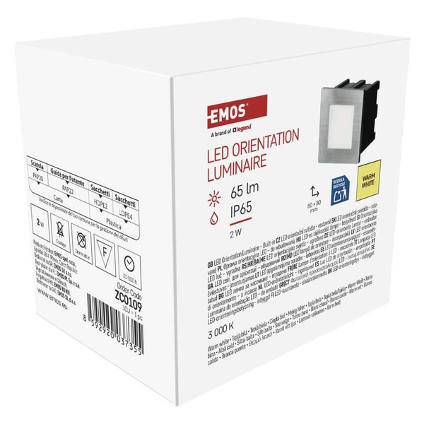 Emos LED Orientierungsleuchte Amal 2W warmweiss 3000K IP65 Edelstahl Aluminium ZC0109