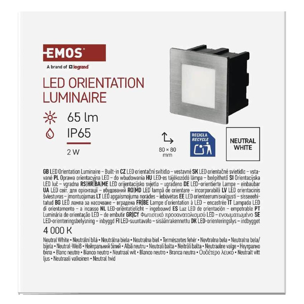 Emos LED Orientierungsleuchte Amal 2W neutralweiss 4000K IP65 Edelstahl Aluminium ZC0111