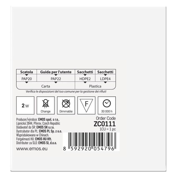 Emos LED Orientierungsleuchte Amal 2W neutralweiss 4000K IP65 Edelstahl Aluminium ZC0111