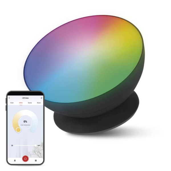 Emos LED Tischleuchte GoSmart RGB 7W CCT warm-/tageslichtweiss 3000K/6500K WiFi Schwarz ZCW11BR