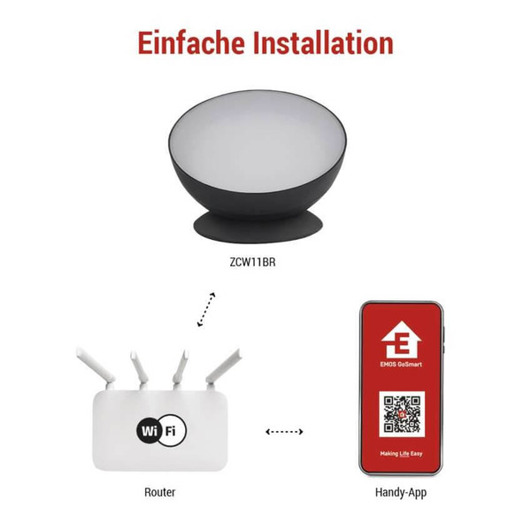 Emos LED Tischleuchte GoSmart RGB 7W CCT warm-/tageslichtweiss 3000K/6500K WiFi Schwarz ZCW11BR