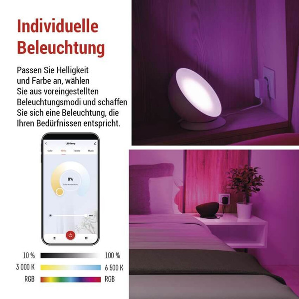 Emos LED Tischleuchte GoSmart RGB 7W CCT warm-/tageslichtweiss 3000K/6500K WiFi Weiß ZCW11WR