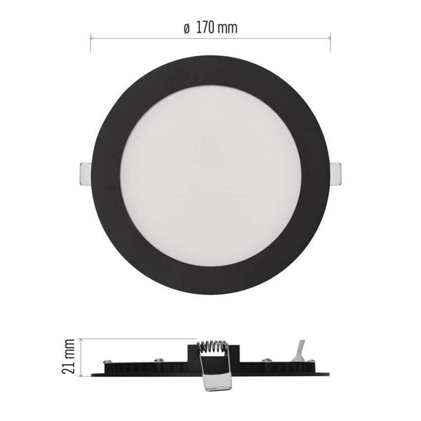 Emos LED Einbaustrahler Nexxo 12,5W CCT warm-/neutralweiss 3000K/3500K/4000K Schwarz Aluminium Ø17cm ZD1333