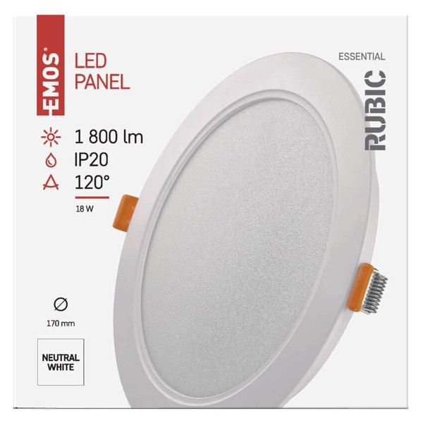 Emos LED Einbaustrahler Rubic 18W neutralweiss 4000K Weiß Ø17cm ZD1442