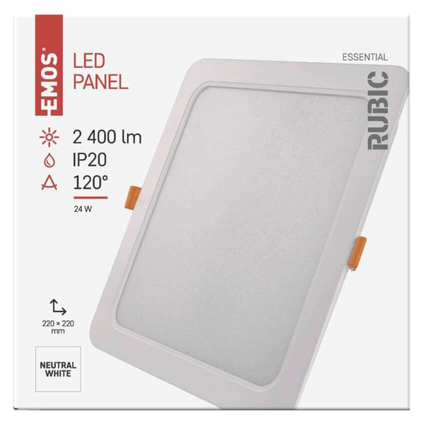 Emos LED Einbaustrahler Rubic 24W neutralweiss 4000K Weiß 22x22cm ZD2452