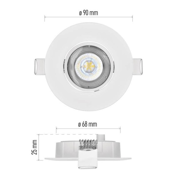 Emos LED Einbaustrahler Simmi 5W warmweiss 3000K Weiß Ø9cm ZD3121
