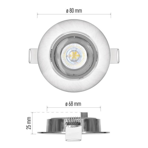 Emos LED Einbaustrahler Simmi 5W warmweiss 3000K Nickel poliert Aluminium Ø8cm ZD3221